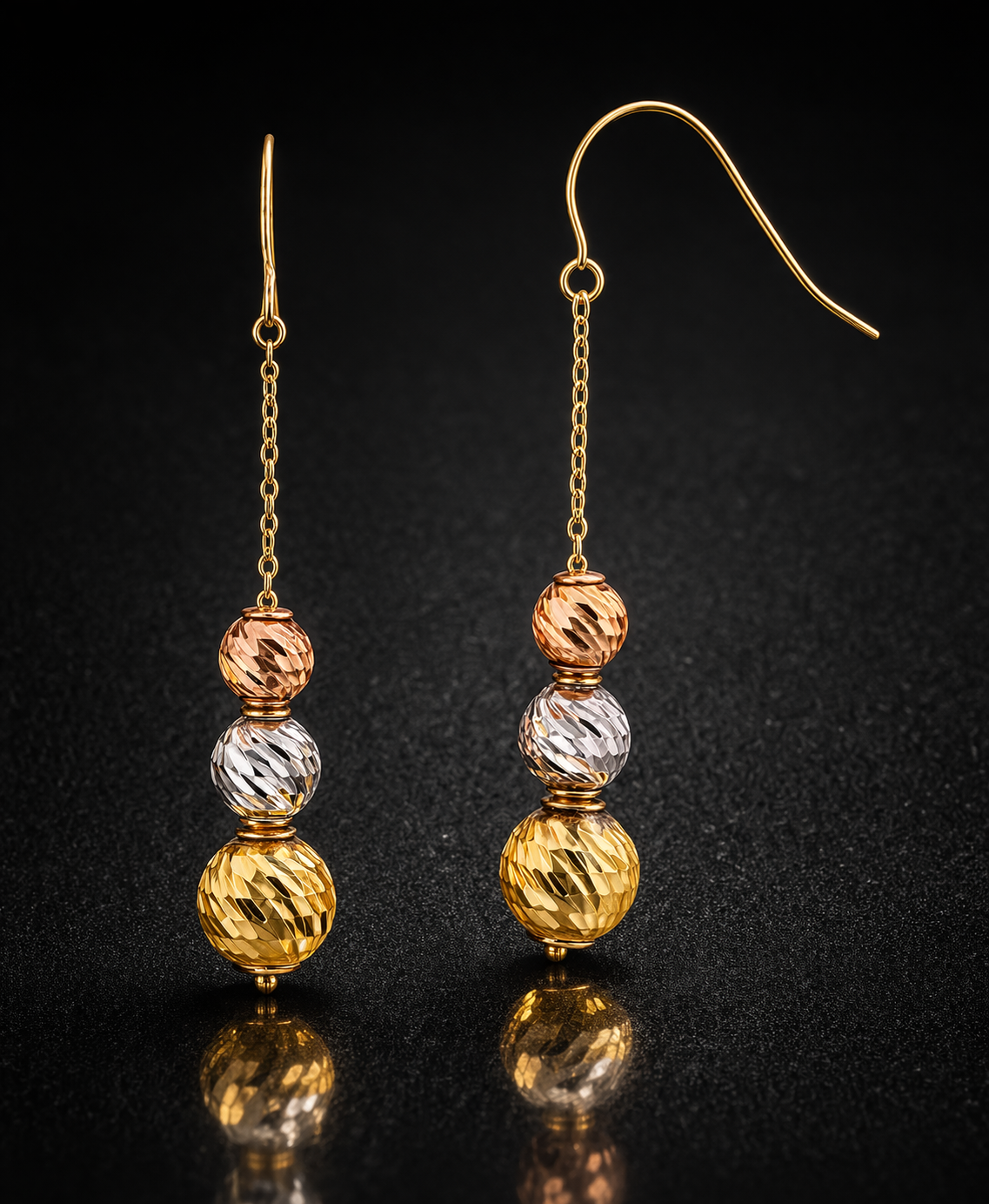 Aretes colgantes 3 oros
