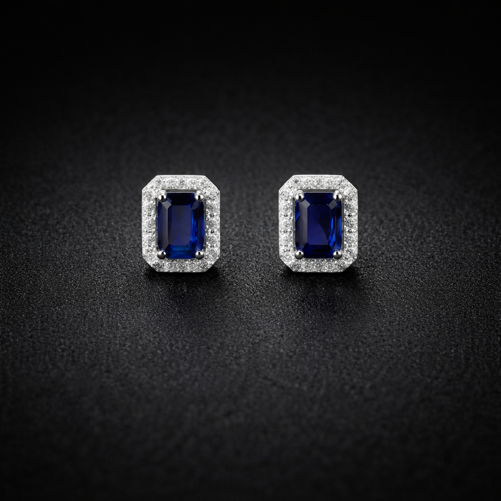 Aretes de zafiro y diamantes naturales