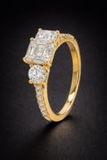 Anillo con halo de diamantes de laboratorio