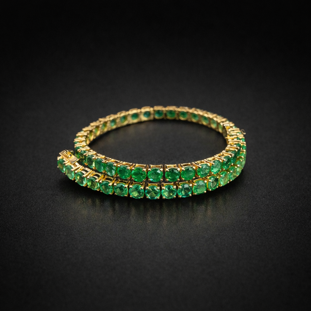 Pulsera tenis de esmeraldas naturales 4mm