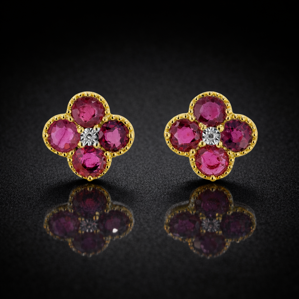 Aretes de trébol con Gemas natural