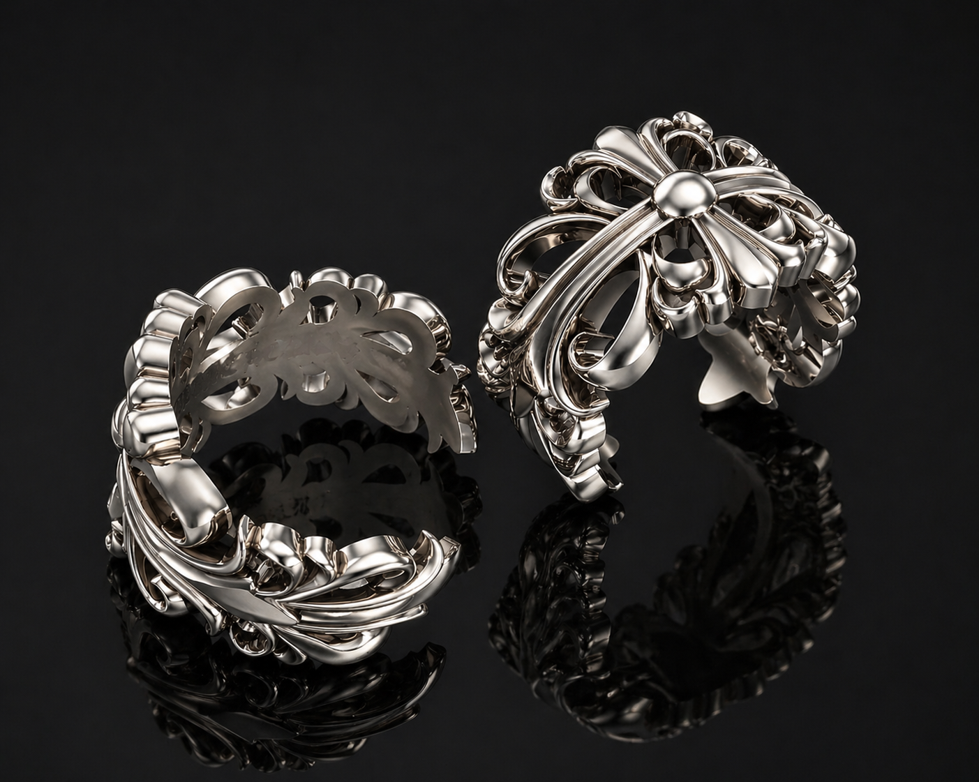 Anillo Chrome Hearts floral ring