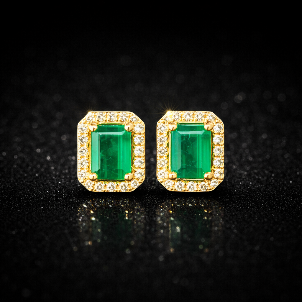 Aretes de esmeralda natural