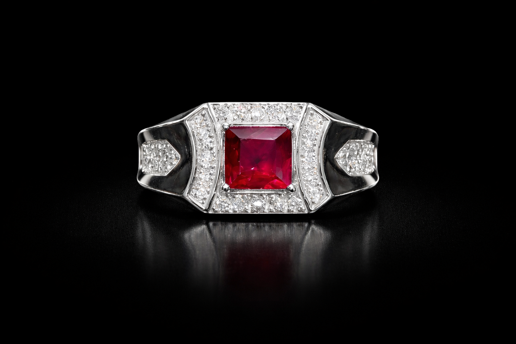 Anillo de rubí y diamantes naturales