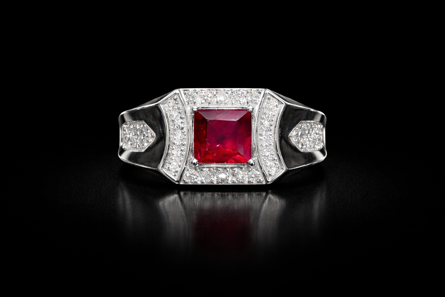 Anillo de rubí y diamantes naturales