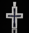 Dije Cruz Con diamantes y zafiros