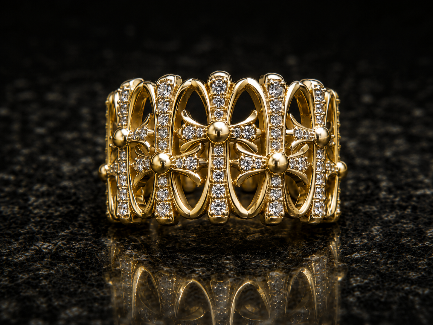 Anillo Chrome Hearts con Diamantes
