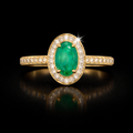 Anillo de esmeralda oval con diamantes lab