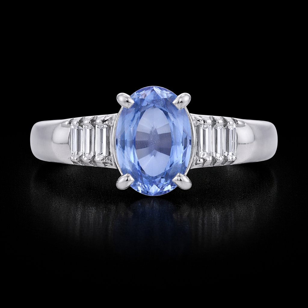 Anillo de zafiro con diamantes