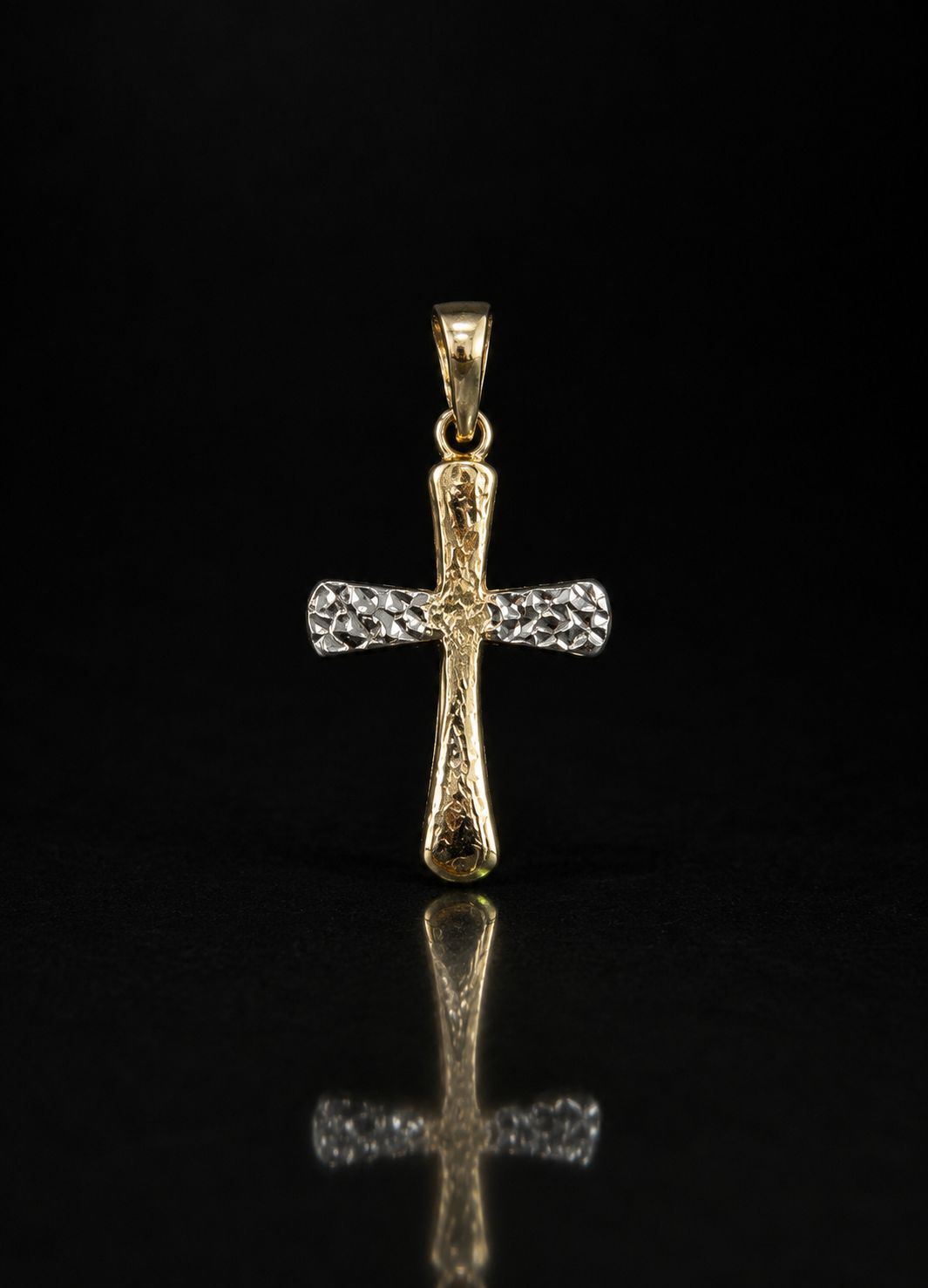 Dije cruz de Oro Amarillo y blanco 14k
