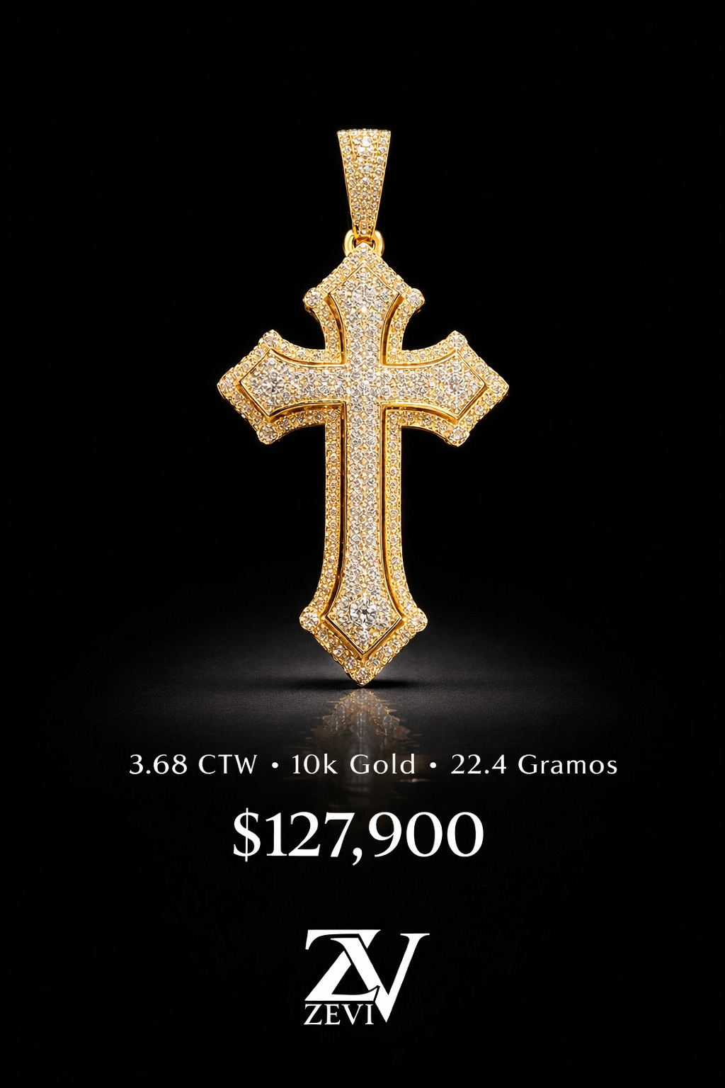 Dije de cruz suprema Diamante Natural en oro 10k