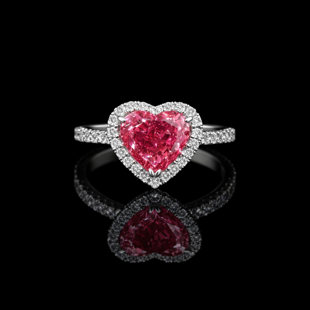Anillo con diamante de laboratorio color vivid pink