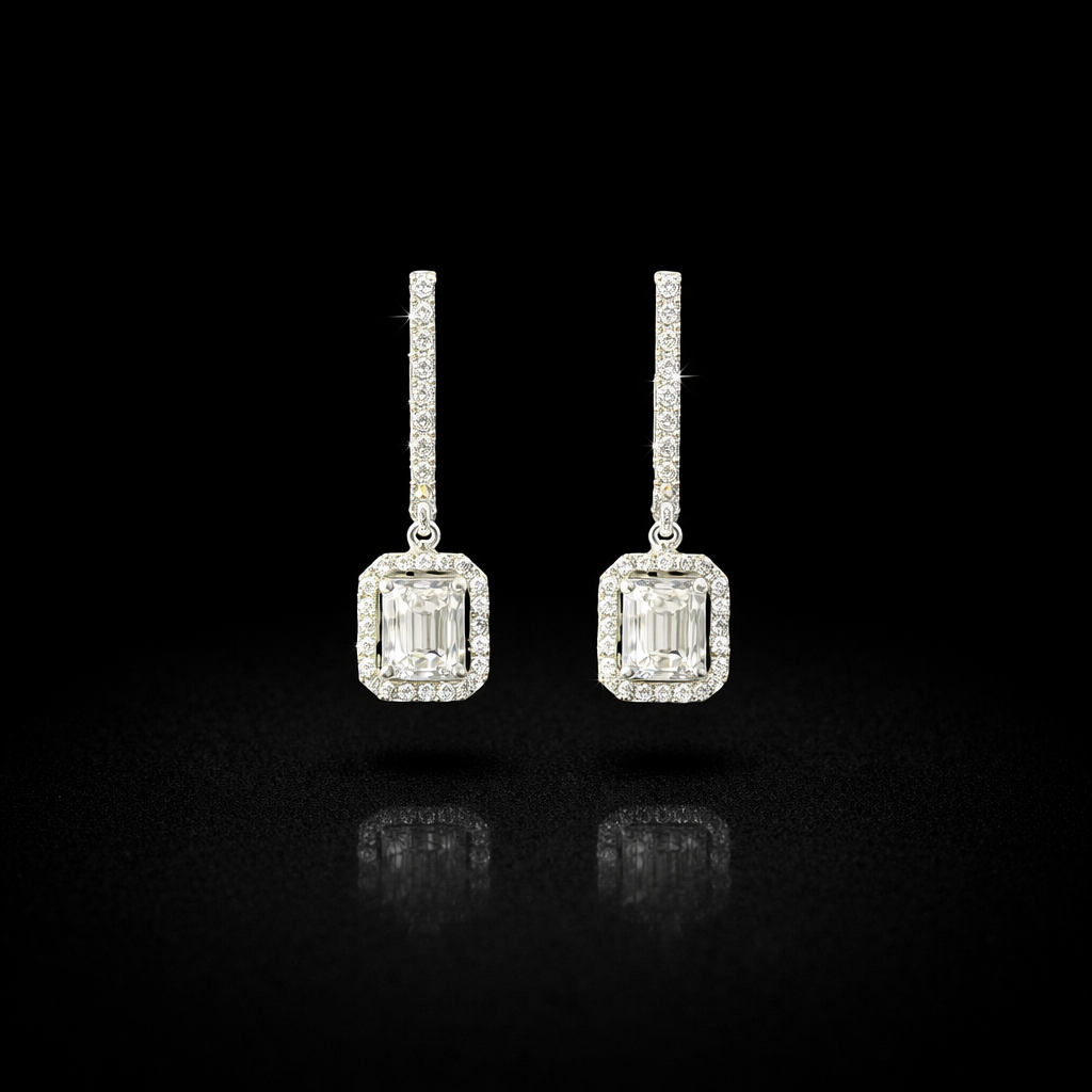 Aretes colgantes de diamantes naturales