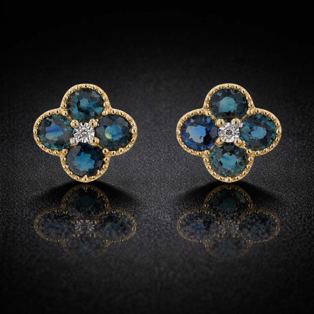 Aretes de trébol con Gemas natural