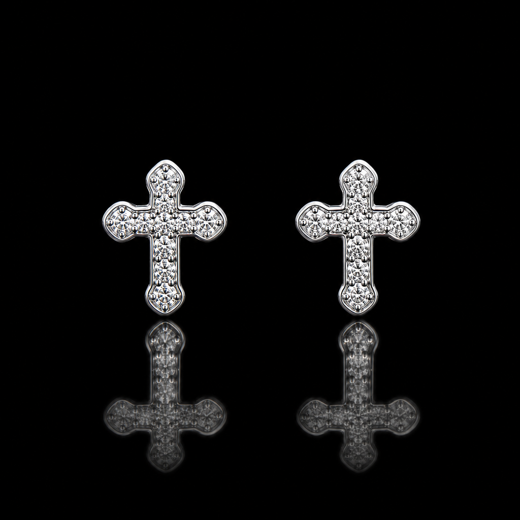 Aretes de cruz con diamantes
