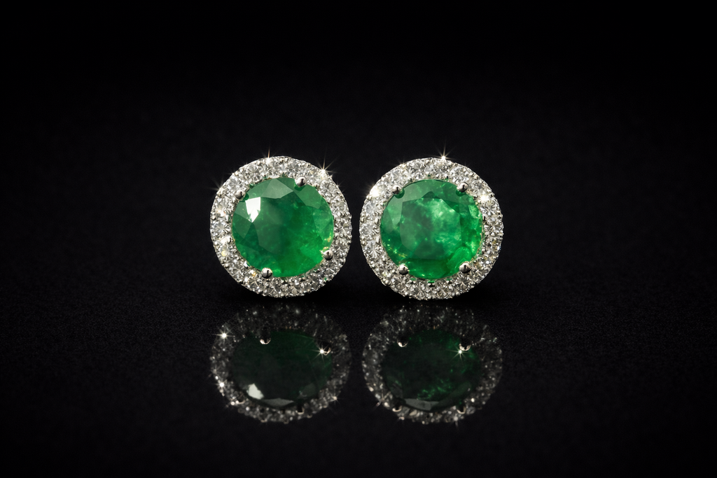 Aretes de esmeralda y diamantes naturales