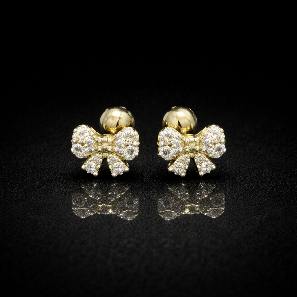 Aretes de broquel con diamante lab.