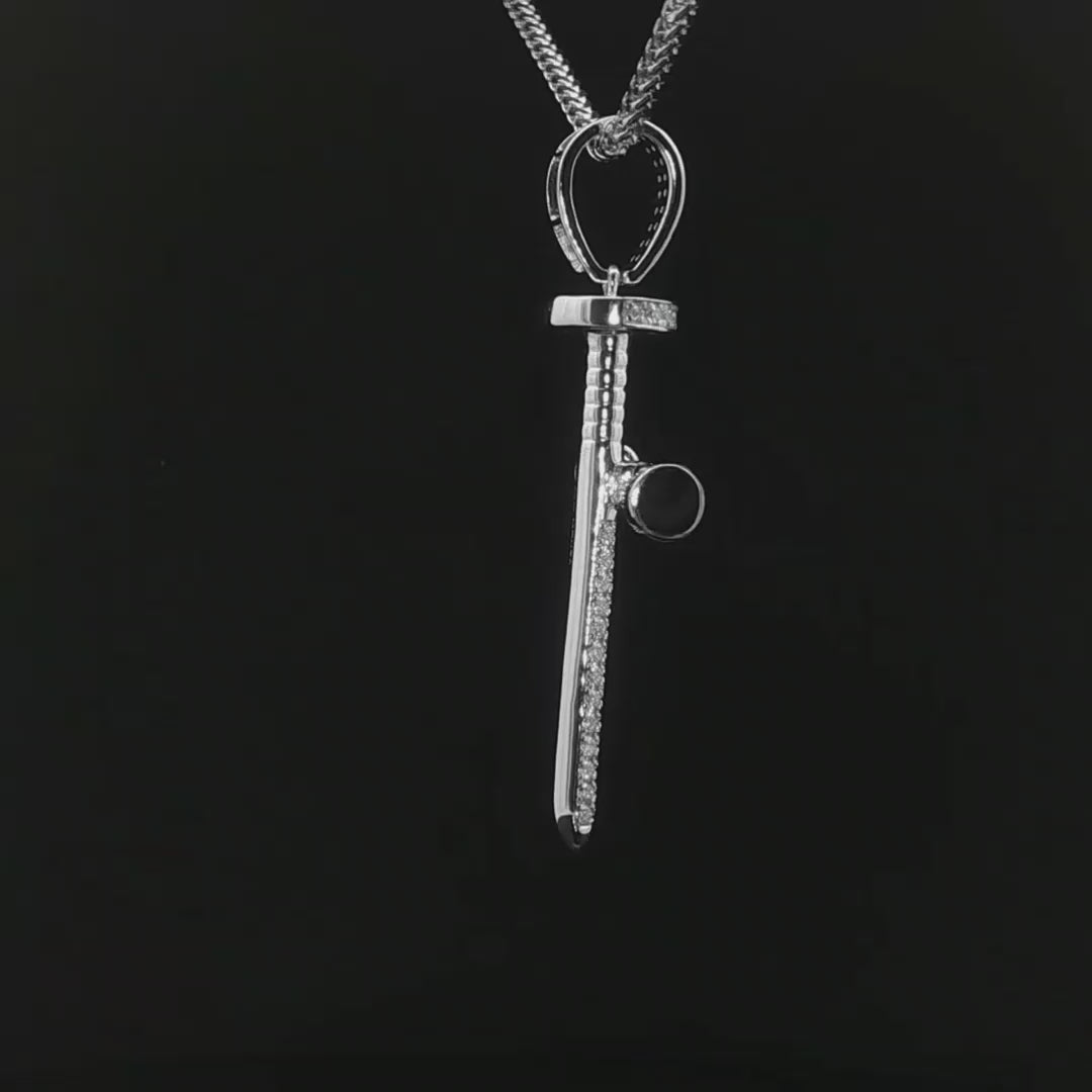 Dije cruz de clavos diamantes naturales en oro 14k