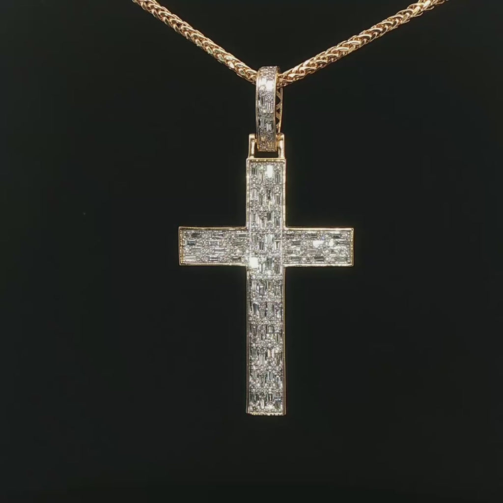 Dije Cruz con diamantes naturales oro 14k