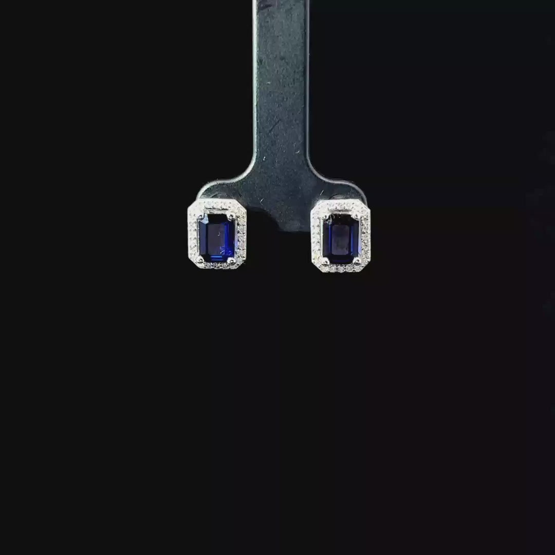 Aretes de zafiro y diamantes naturales