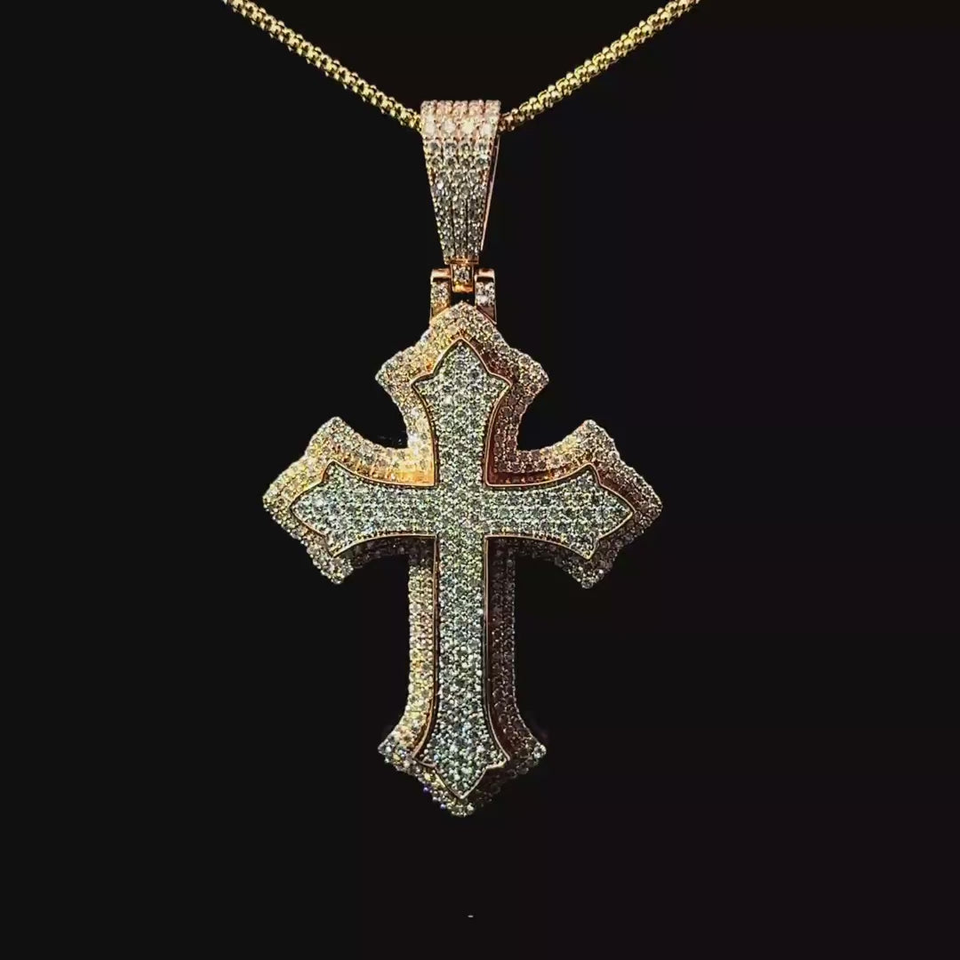 Dije de cruz suprema Diamante Natural en oro 10k