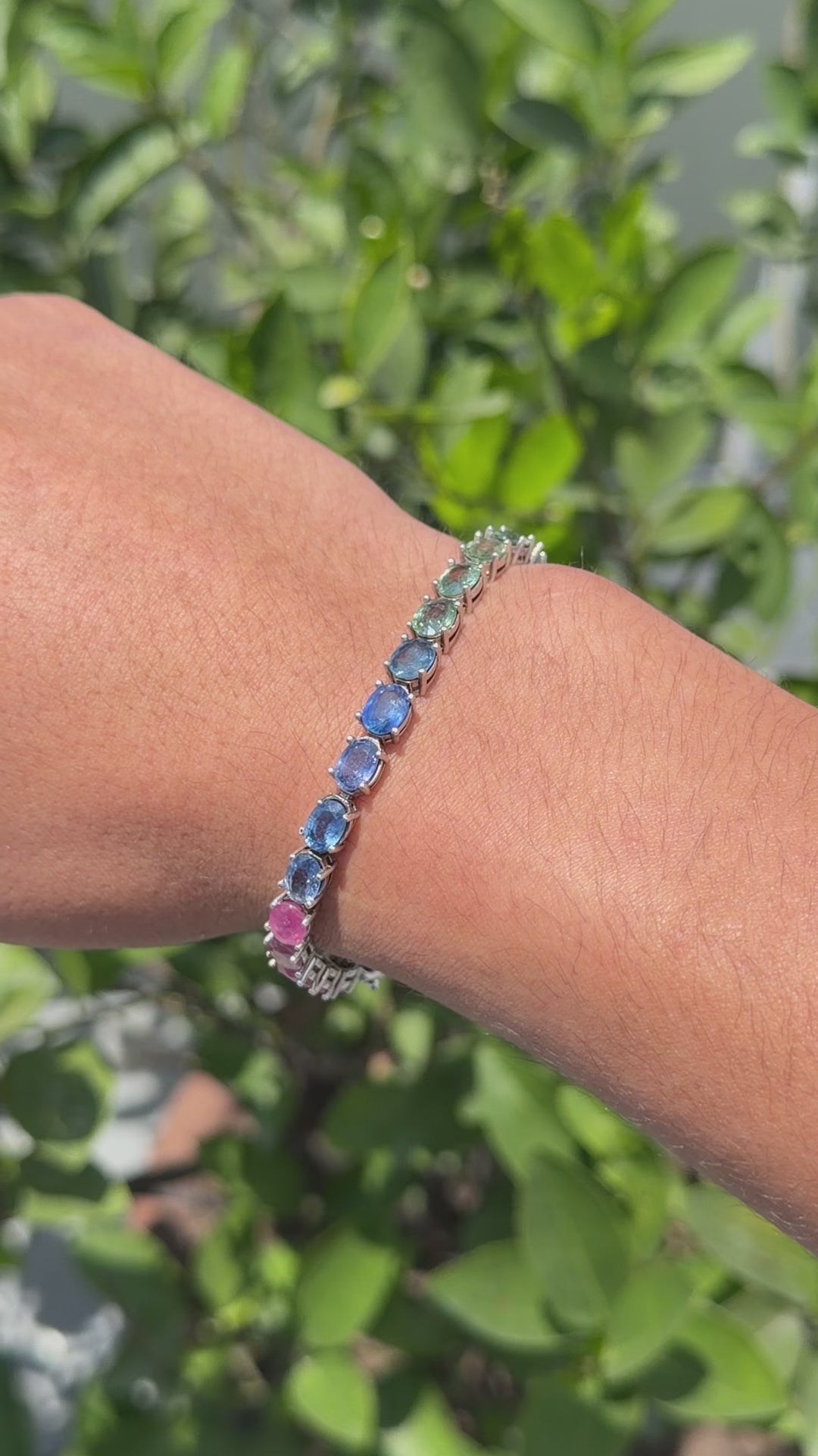 Pulsera zafiro de colores en oro 14k