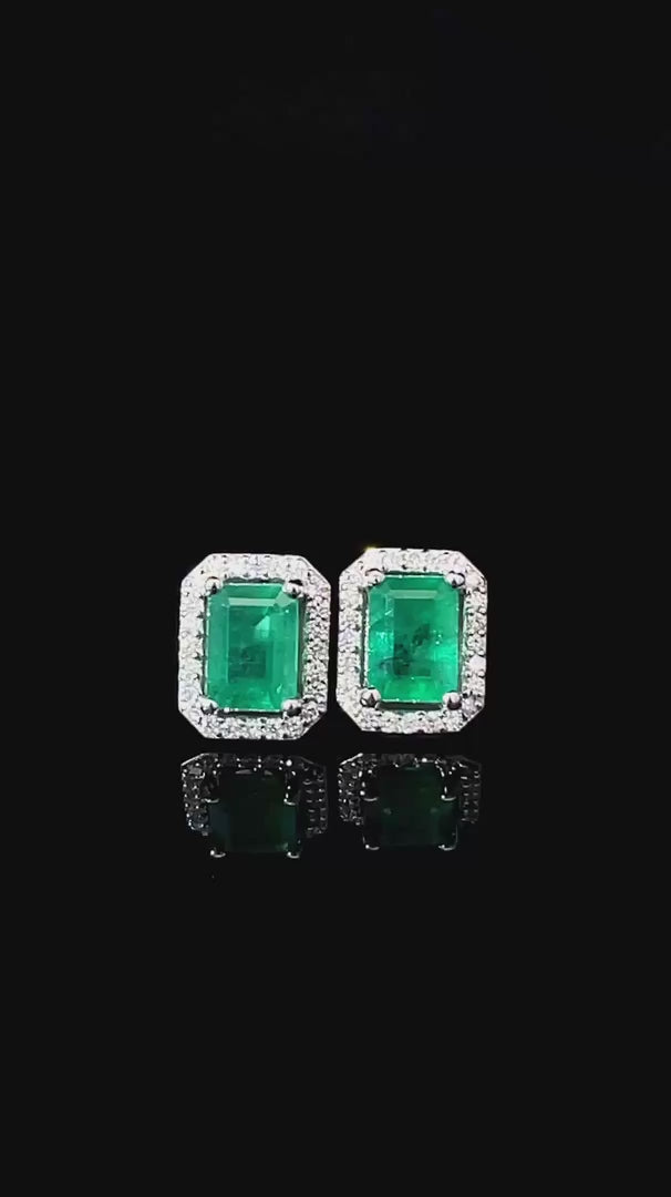 Aretes de esmeralda con diamantes naturales