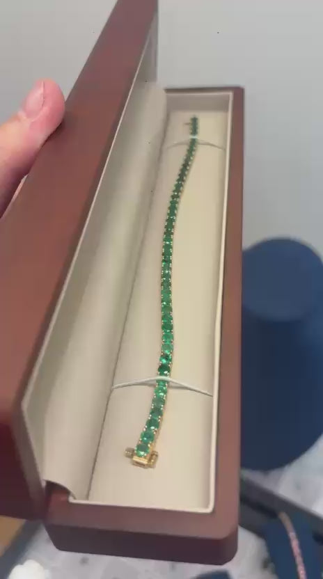 Pulsera tenis de esmeraldas naturales 4mm