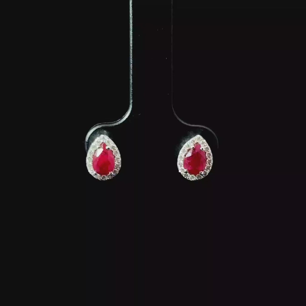 Aretes de rubí y diamantes naturales