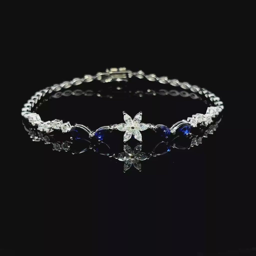 Pulsera de diamantes y zafiros naturales en oro 18k