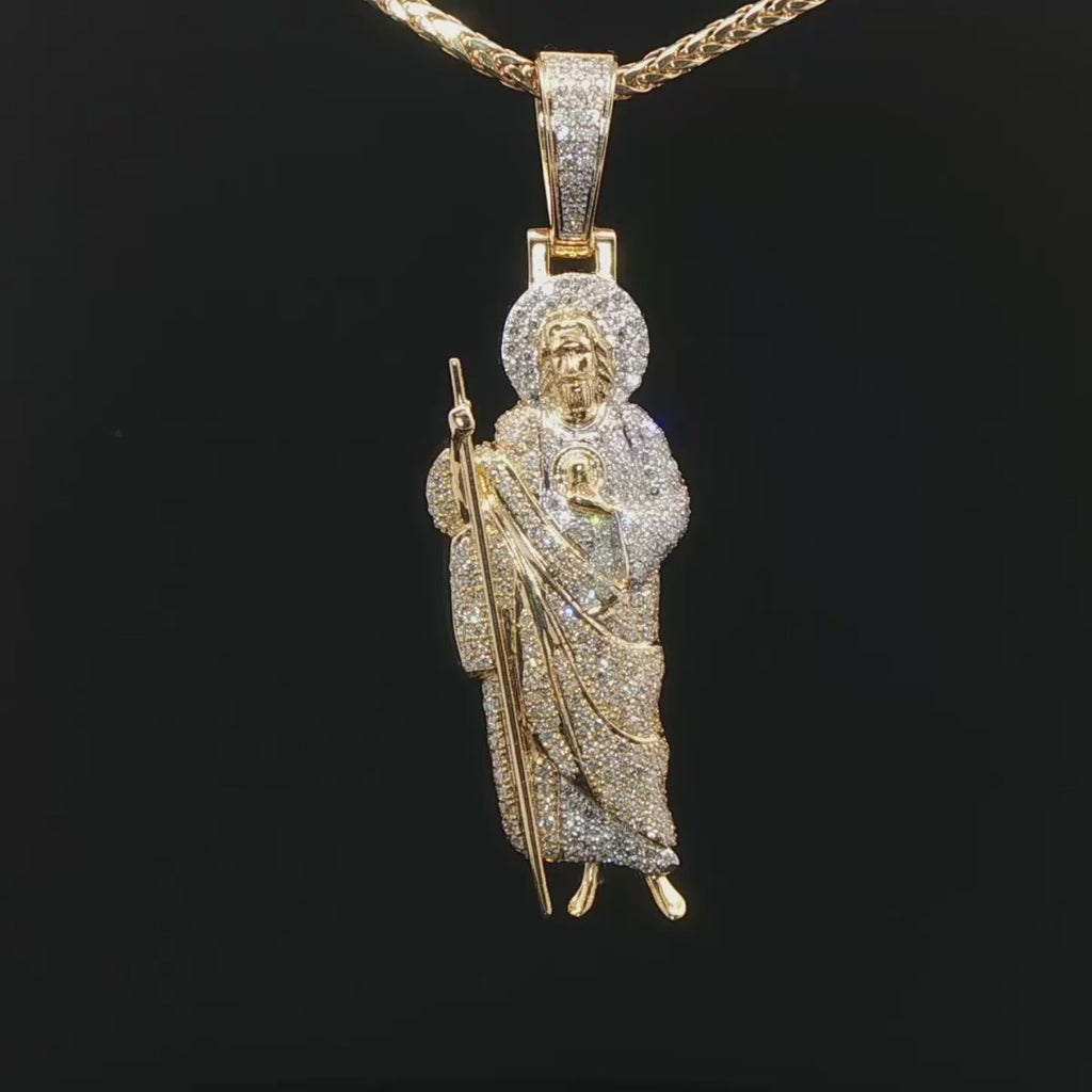 Dije San Judas oro y diamantes naturales