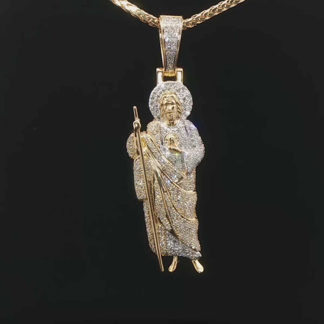 Dije San Judas oro y diamantes naturales