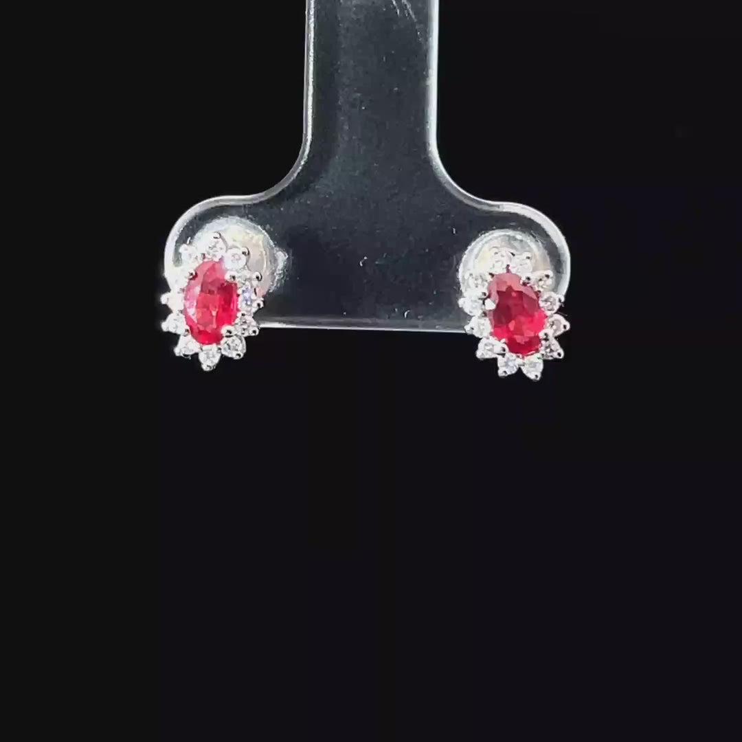 Aretes con Rubí y diamantes Naturales
