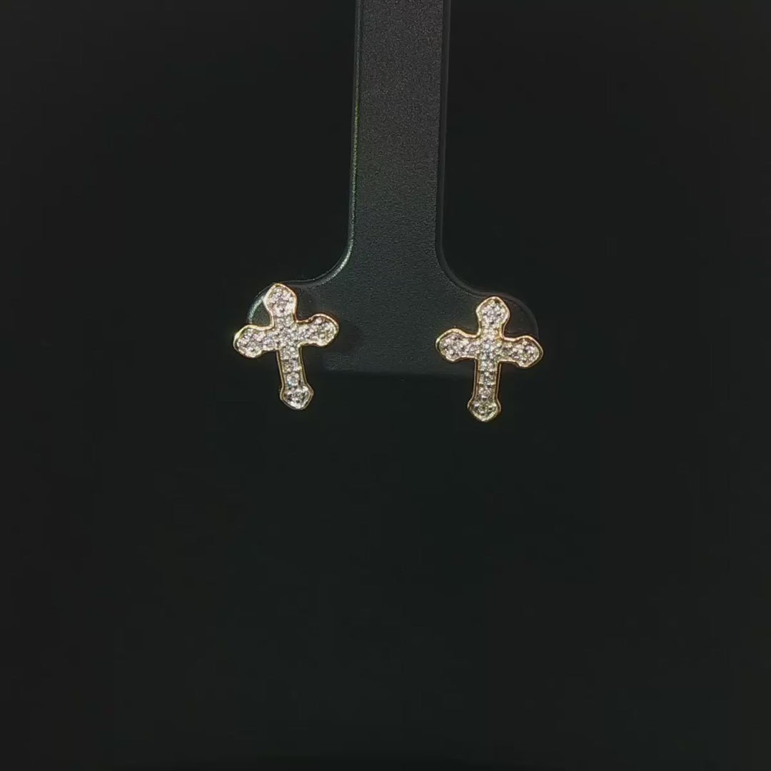 Aretes de cruz con diamantes
