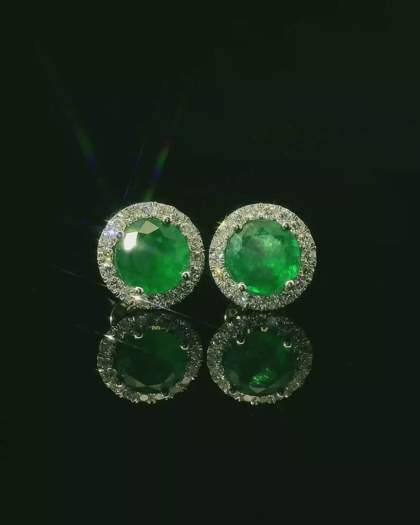 Aretes de esmeralda y diamantes naturales