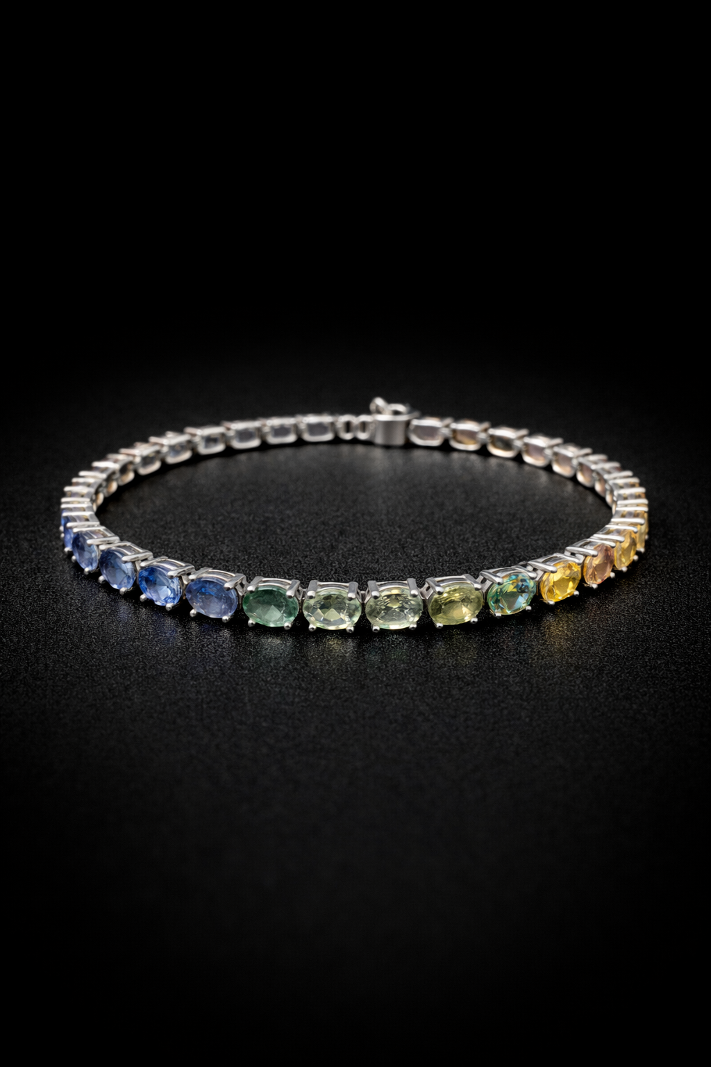 Pulsera zafiro de colores en oro 14k