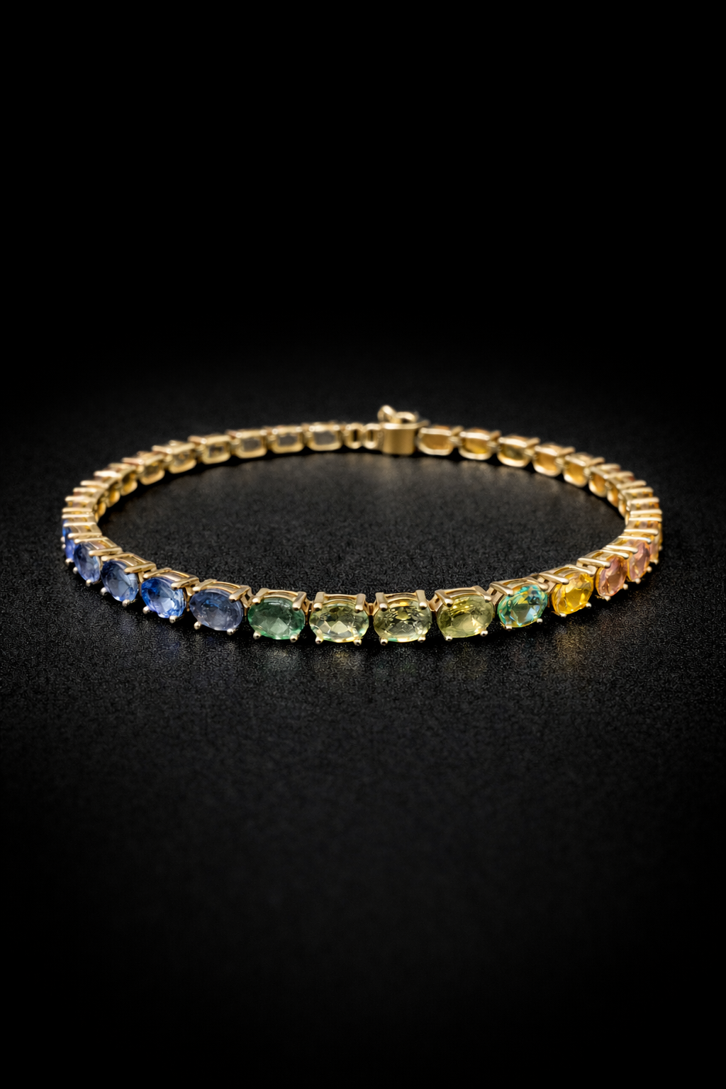 Pulsera zafiro de colores en oro 14k
