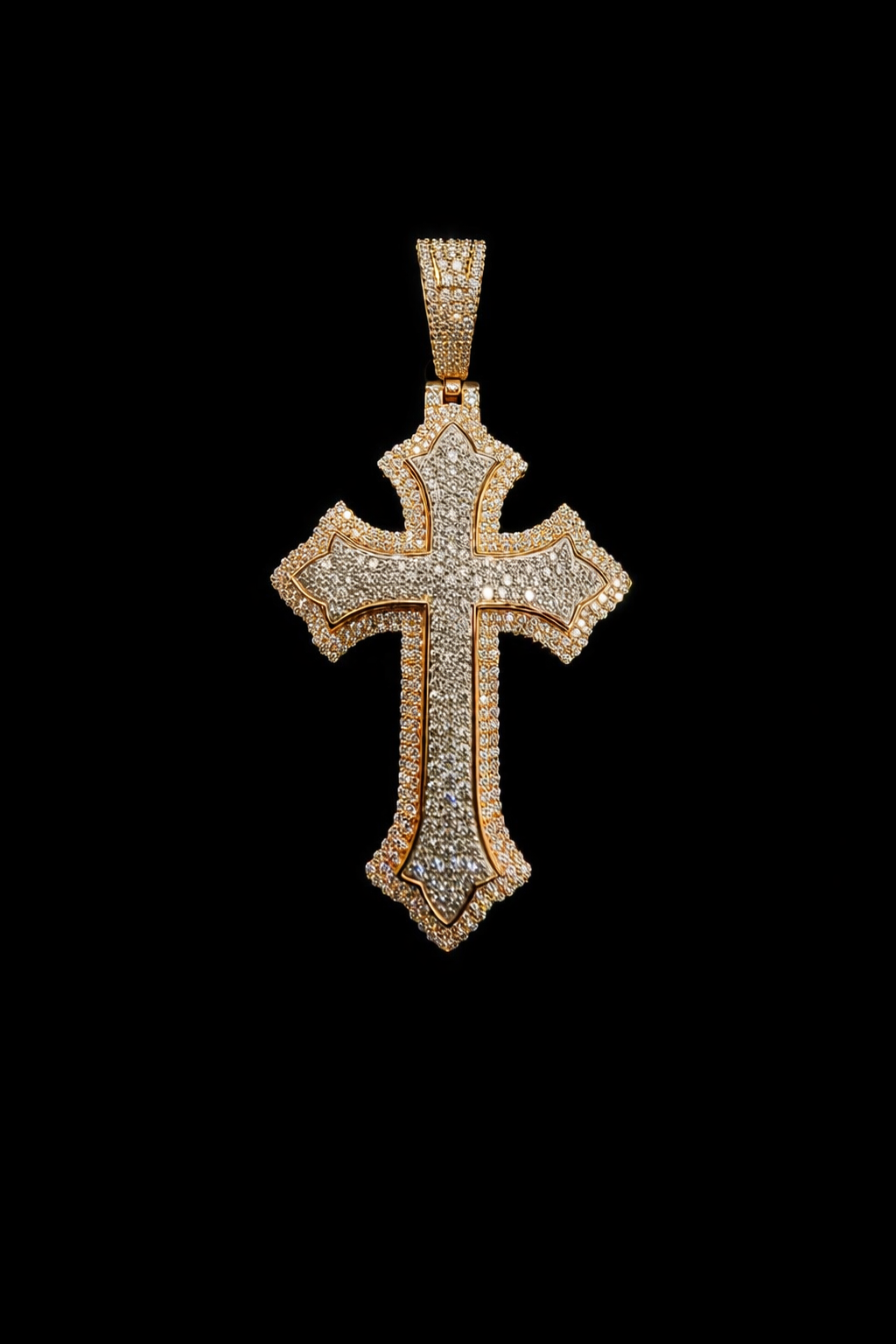 Dije de cruz suprema Diamante Natural en oro 10k