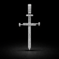 Dije cruz de clavos diamantes naturales en oro 14k