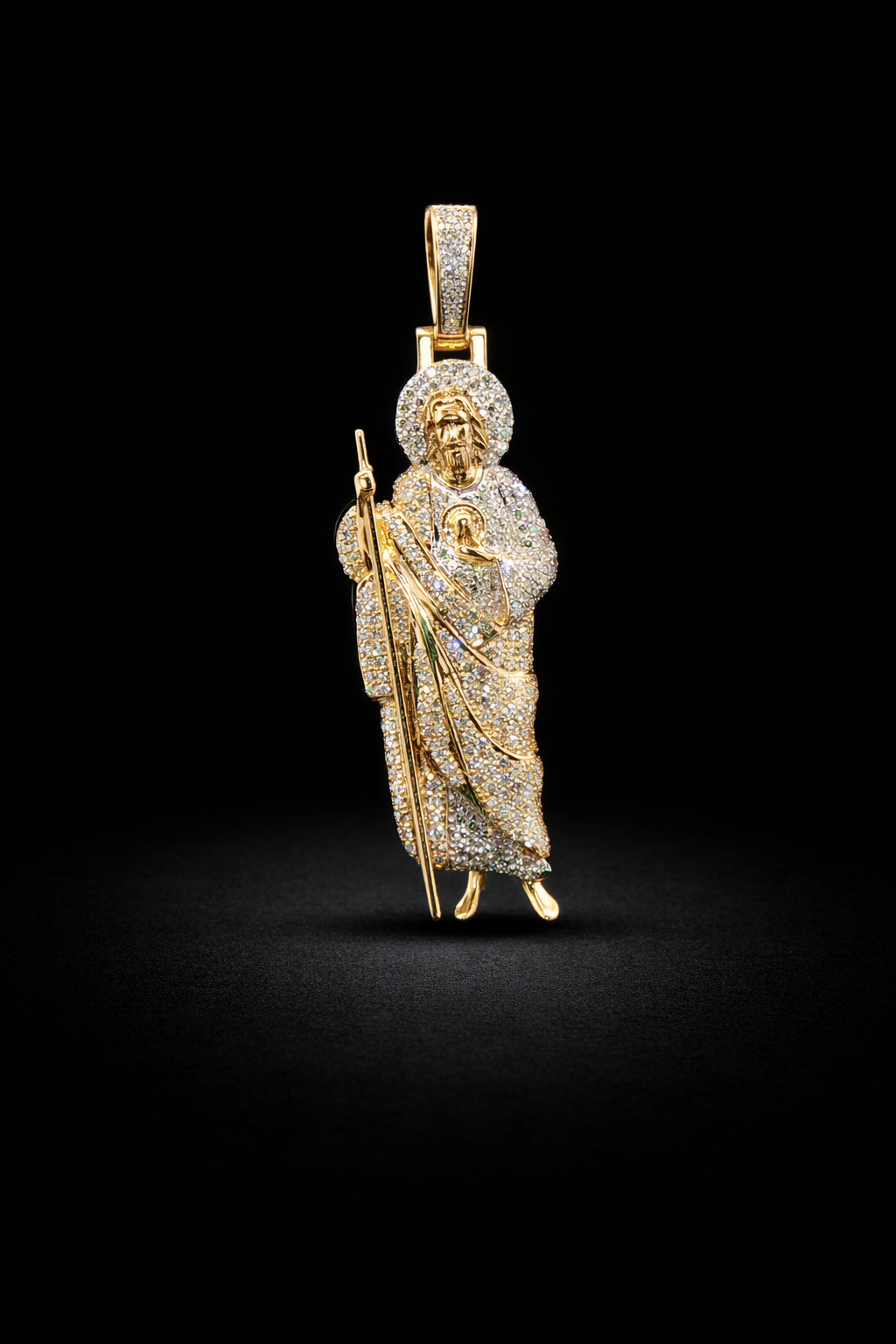 Dije San Judas oro y diamantes naturales