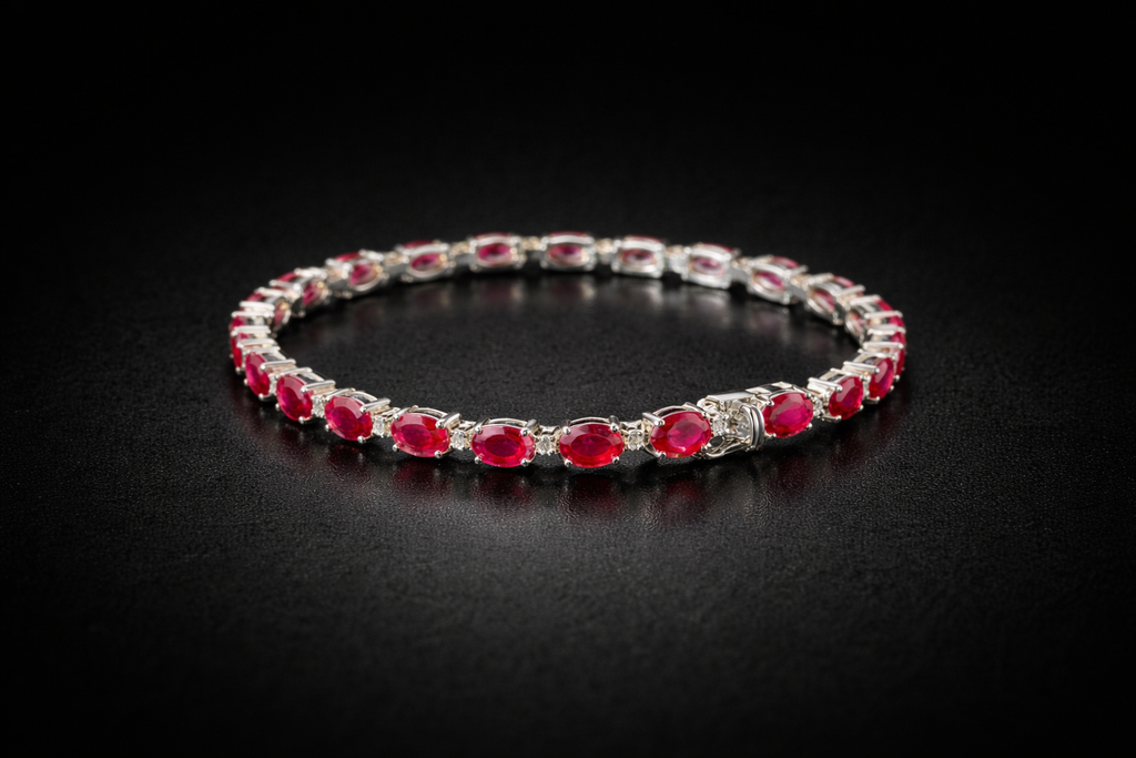Pulsera de rubies y diamantes naturales